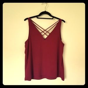 Cross Back Maroon Tank